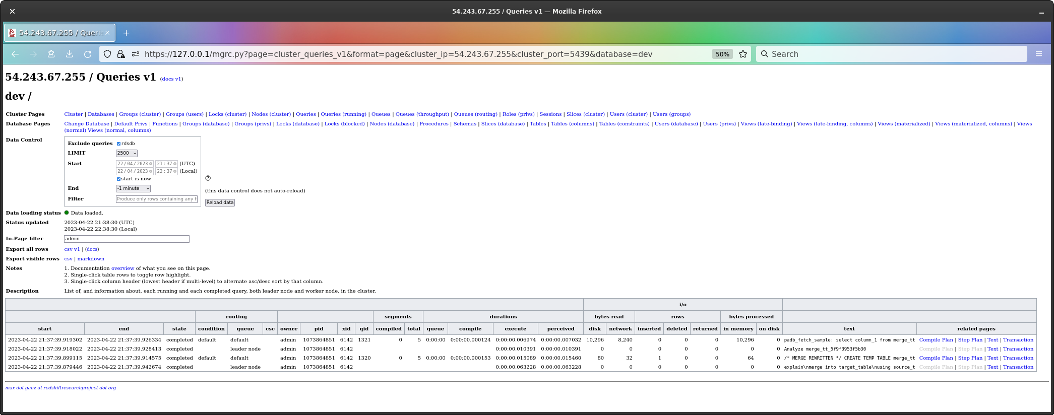 Query Text History Overview