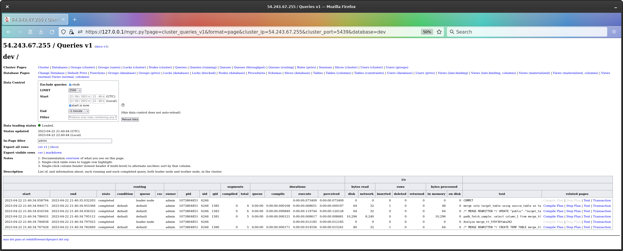 Query Text History Overview