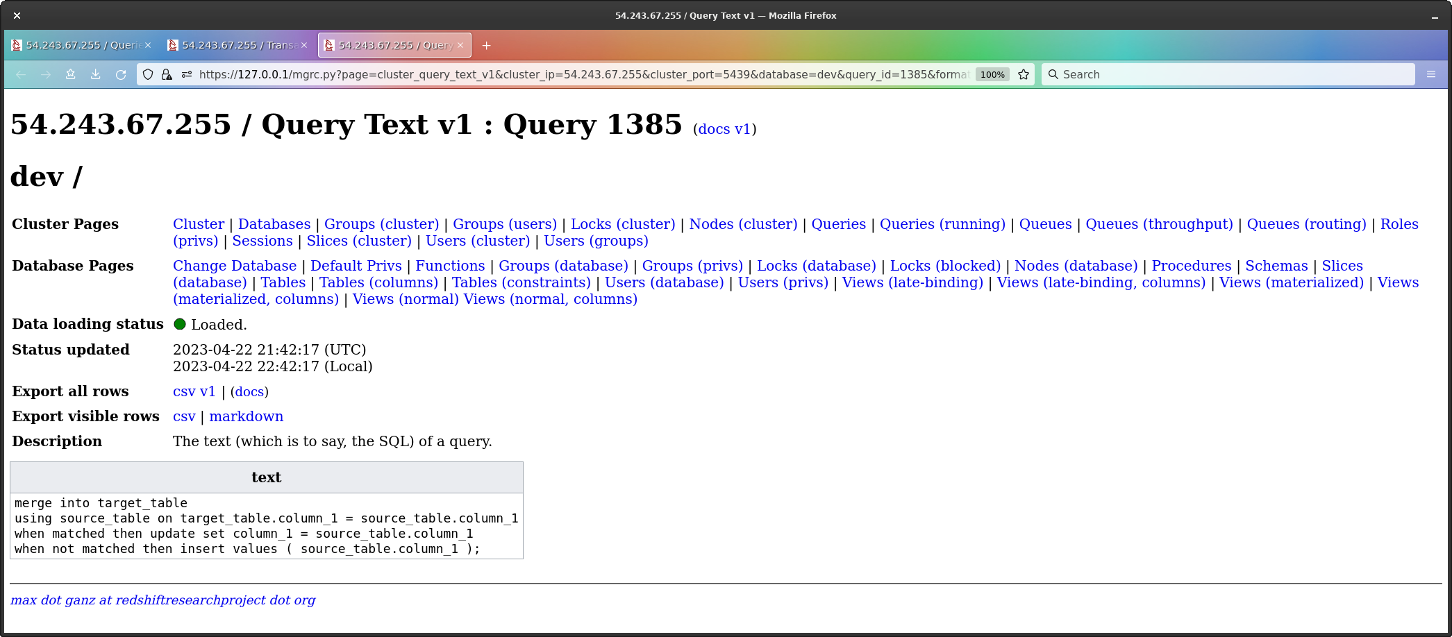 MERGE Query Text