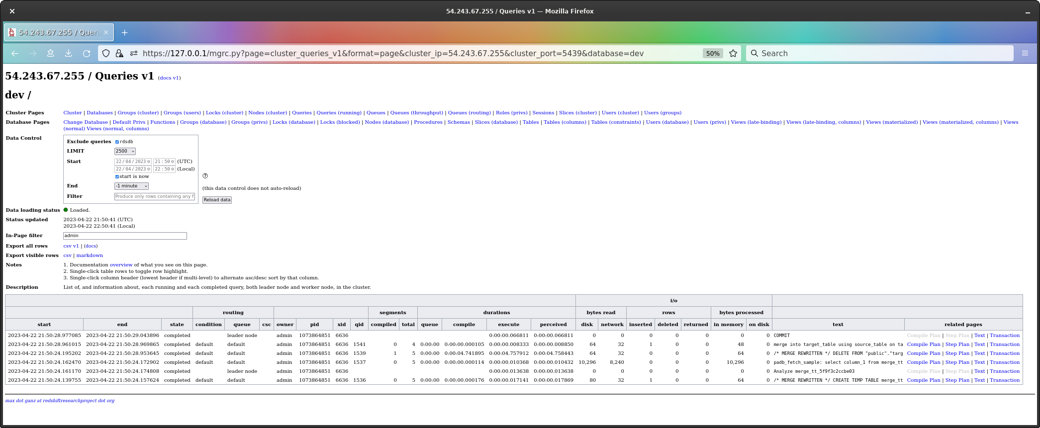 Query Text History Overview